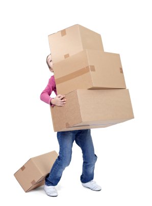 stress management strategies, girl balancing boxes
